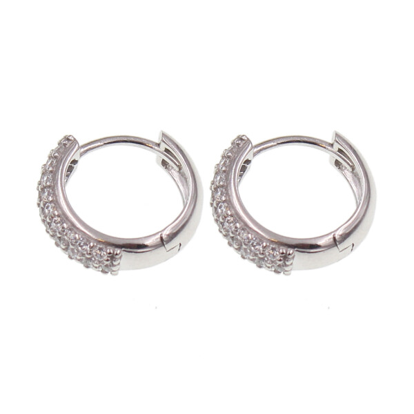 Caravanas / Aros de oro blanco 18k con circonias N0378W Caravanas / Aros de oro blanco 18k con circonias N0378W