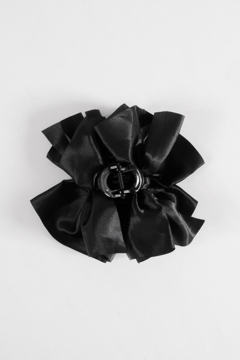 Broche moña tela negro