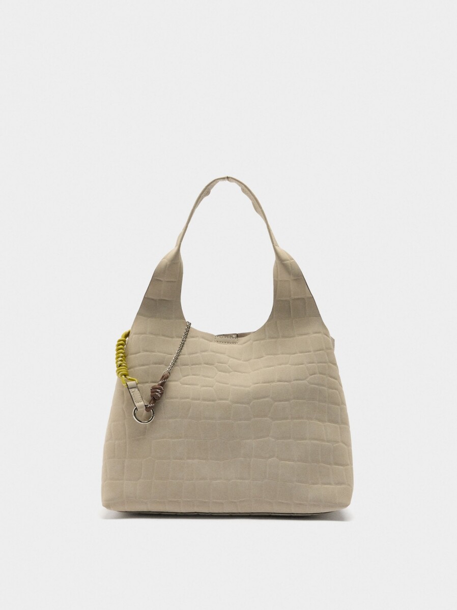 Bolso Shopper Grabado Animal - crudo 