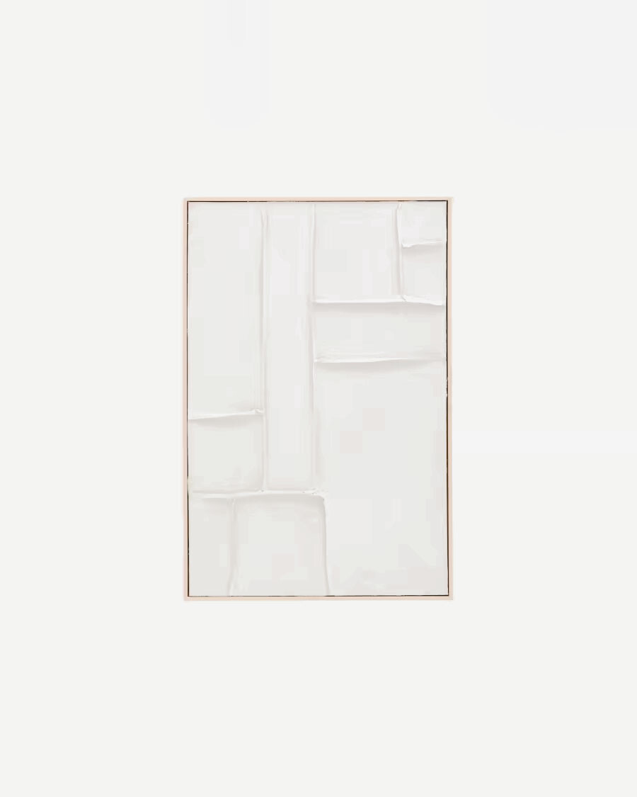 Cuadro Klis de lino con formas geométricas blanco 60 x 90 cm