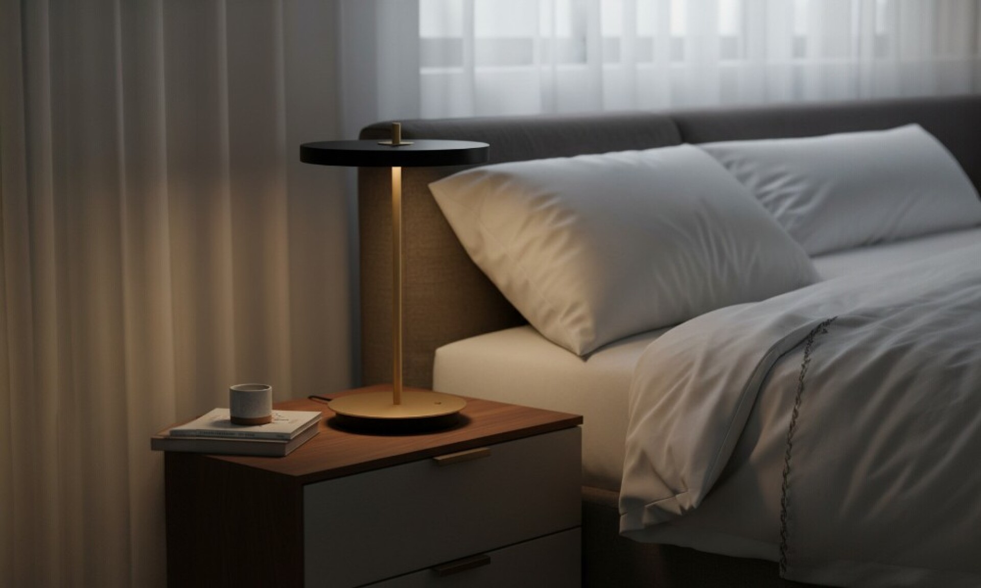 Luminaria Minimalista Para Mesa De Luz Sapi T1d 