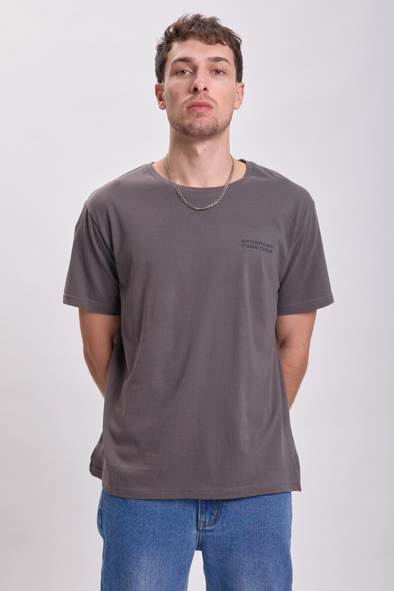 Remera manga corta estampa - Gris Oscuro 