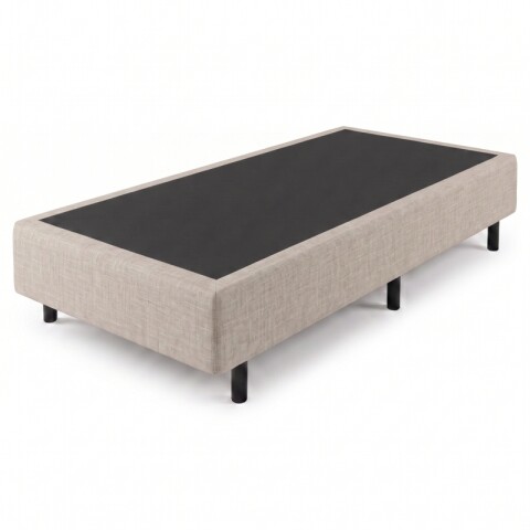 Base Box Sommier Tapizada en Lino Beige para Colchón 1 PLAZA 78 x 188 x 35 cm