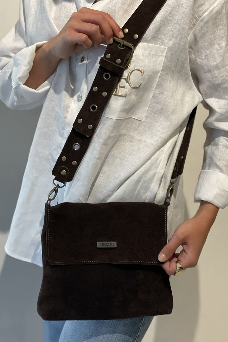 Bandolera Creta Chocolate gamuza