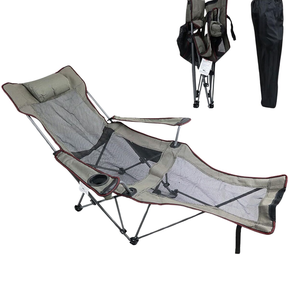 Silla plegable con reposapies Desert Fox - Gris 
