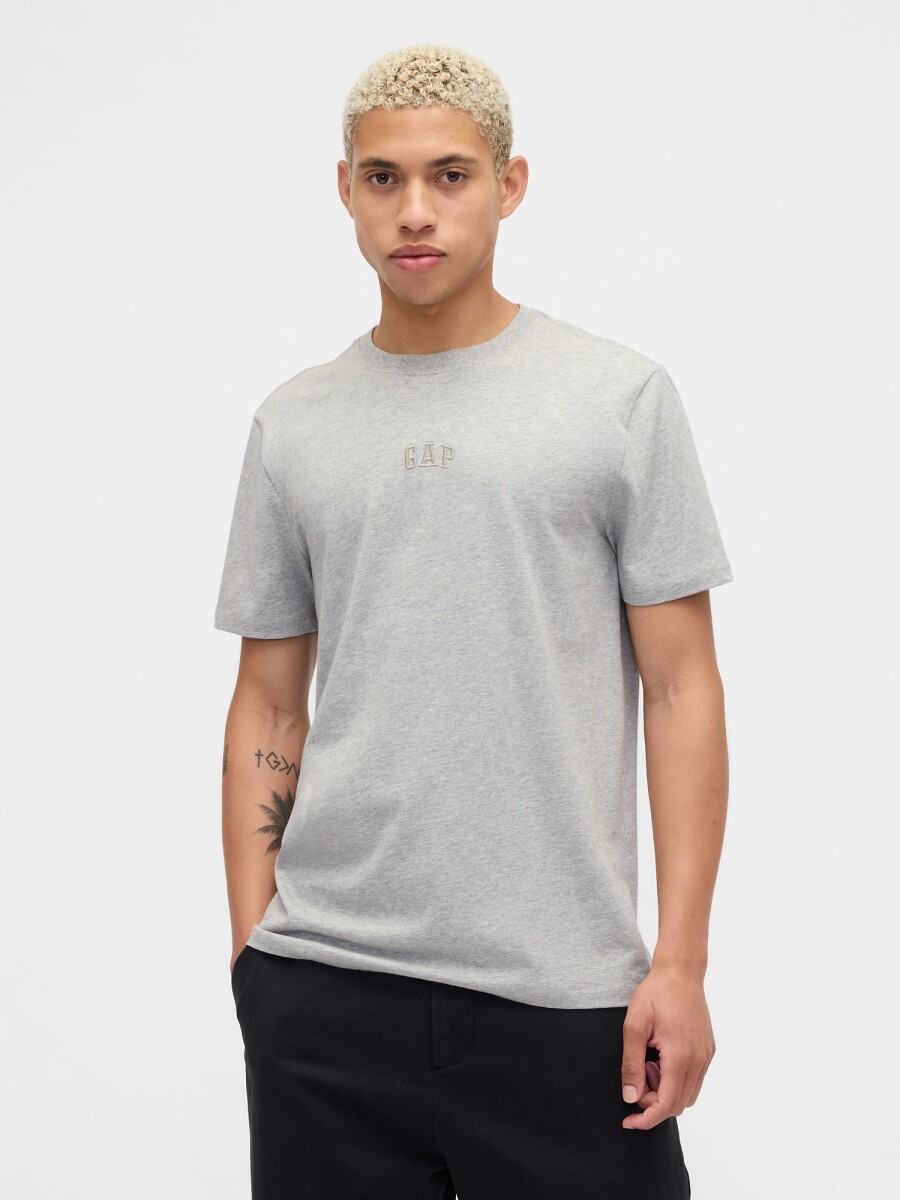 Remera Mini Logo Gap Hombre - Light Heather Grey B08 