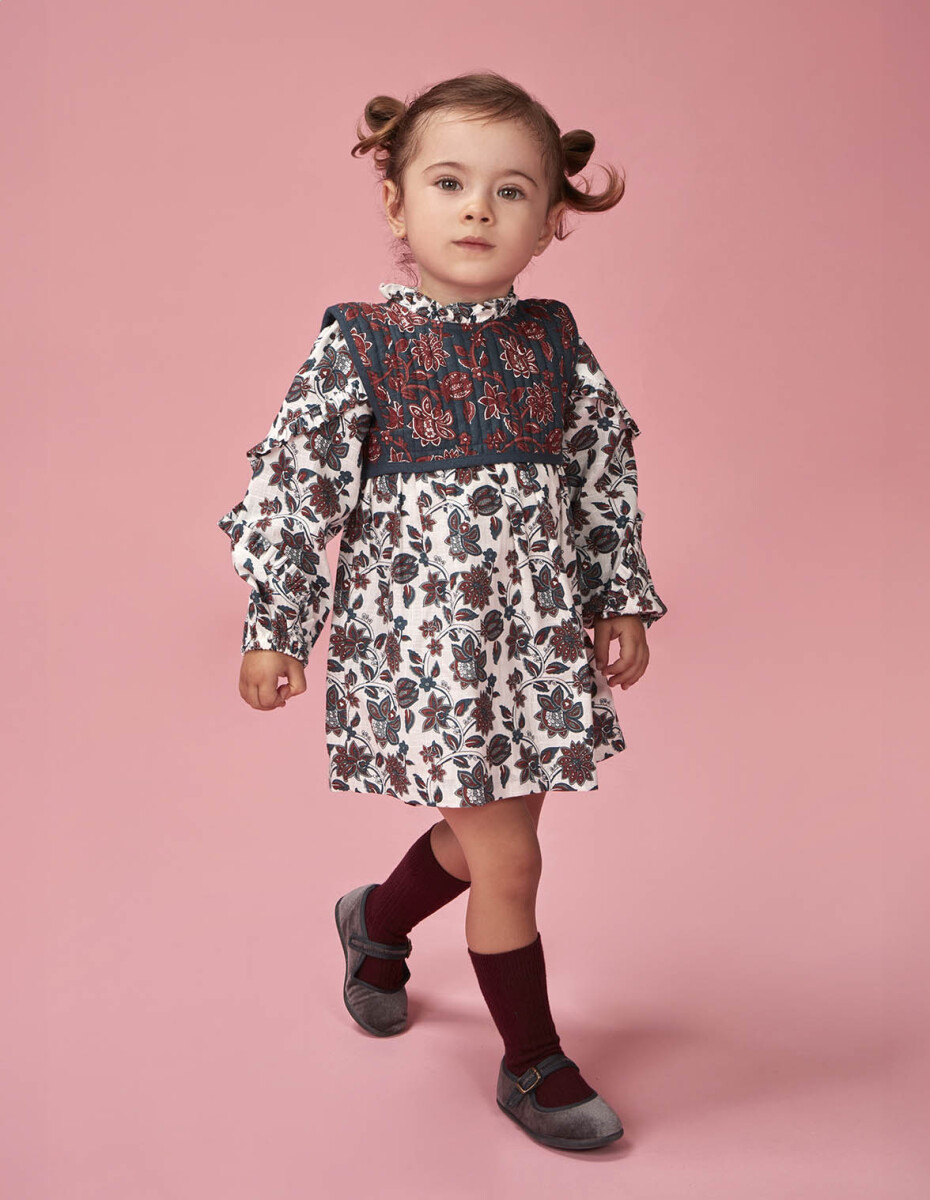 Vestido Estampado Con - Blanco Roto 