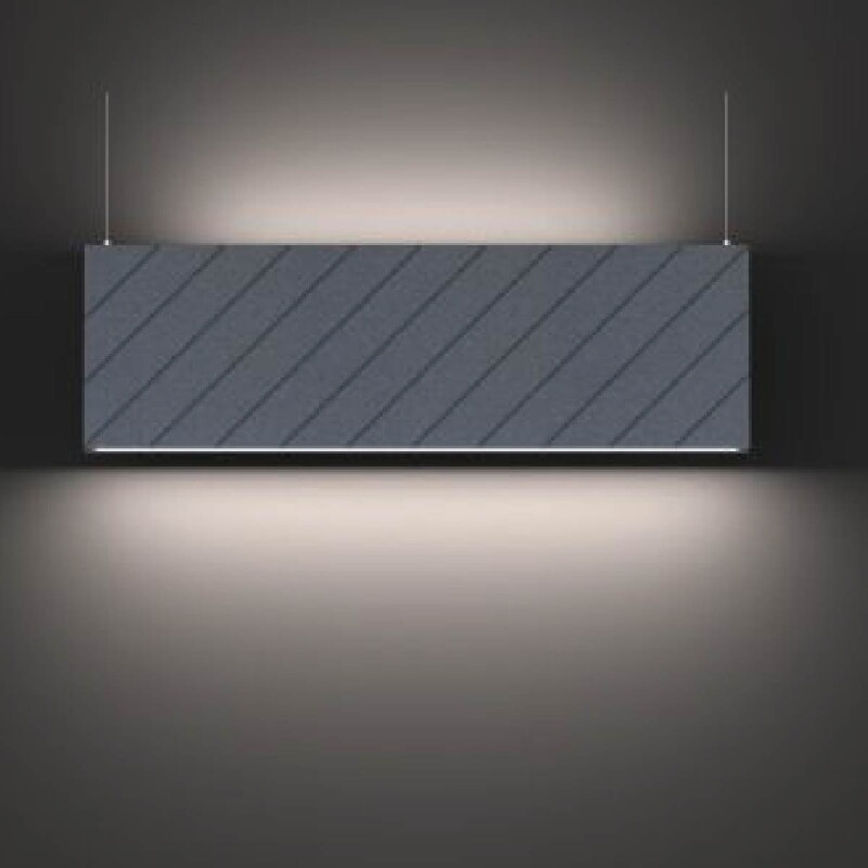 LUMINARIA LINEAL DE SUSPENDER 120CM 46W ACUSTICA ATOM - CCT Luminaria de Suspender Acústica Atom 120cm Gris CCT
