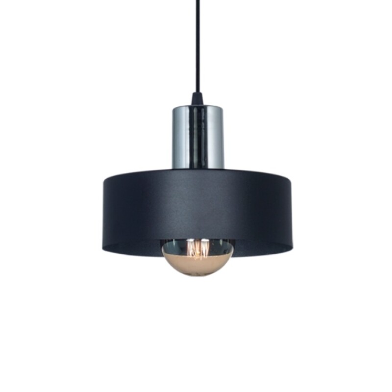 COLGANTE 1 LUZ ''BALCARCE'' CHAPA NEGRO//CROMO Ø20 E27 COLGANTE 1 LUZ ''BALCARCE'' CHAPA NEGRO//CROMO Ø20 E27