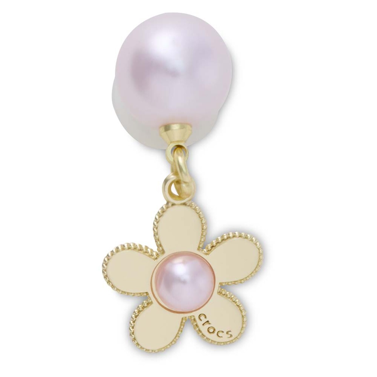 Jibbitz Pink Pearl and Gold Flower 