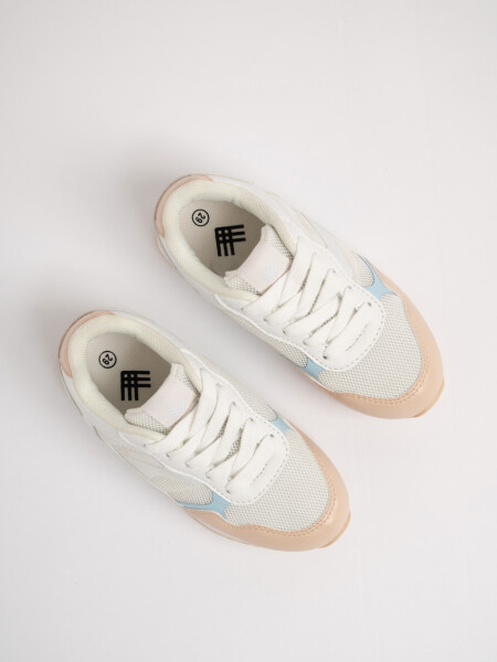Zapatilla acordonada combinada Blanco