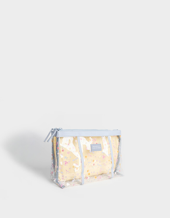 Porta Cosméticos Flores Portacosméticos Estampado - Combinacion Bicolor