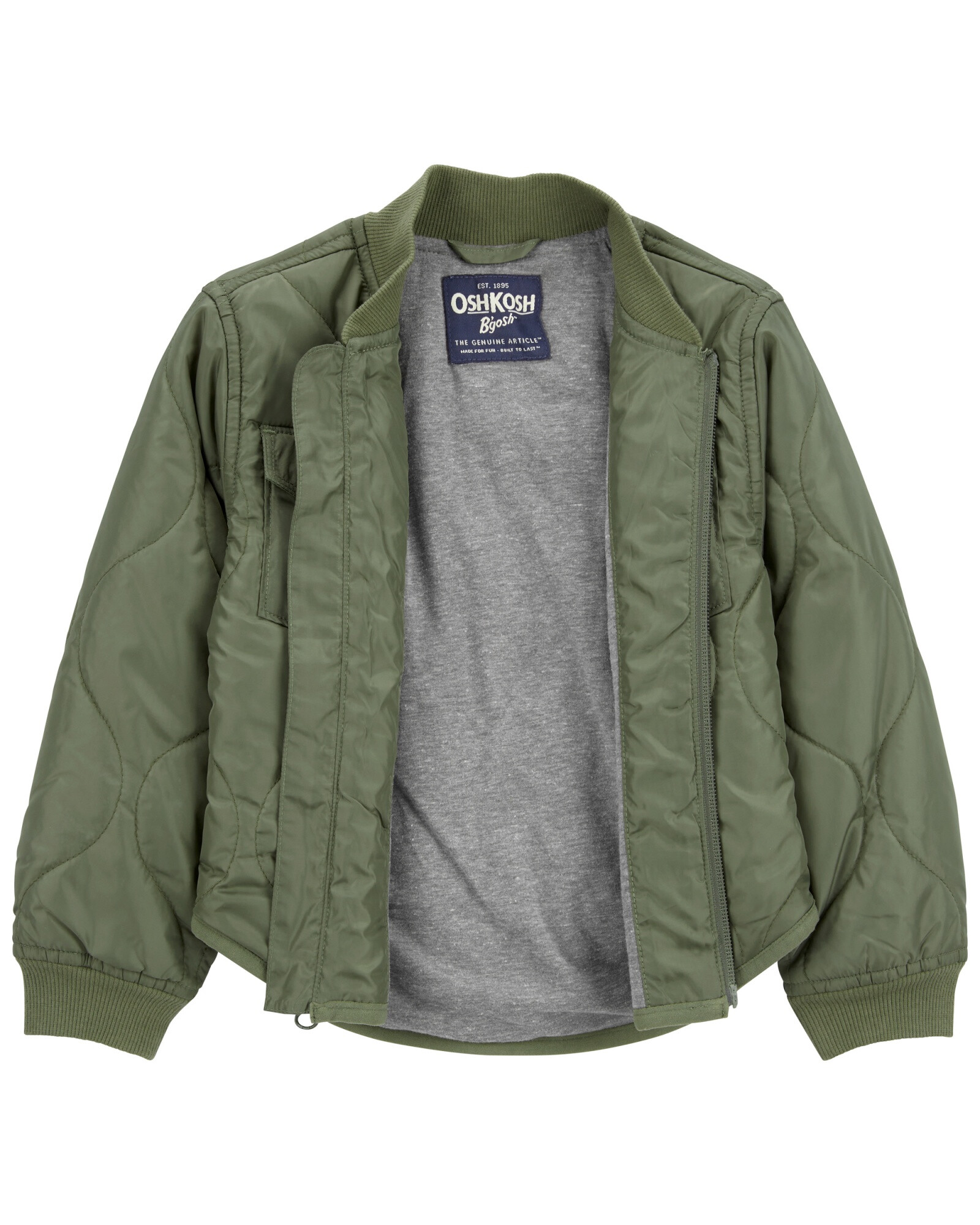 Campera de popelina, acolchada, verde oliva. Talles 2-5T Campera de popelina, acolchada, verde oliva. Talles 2-5T