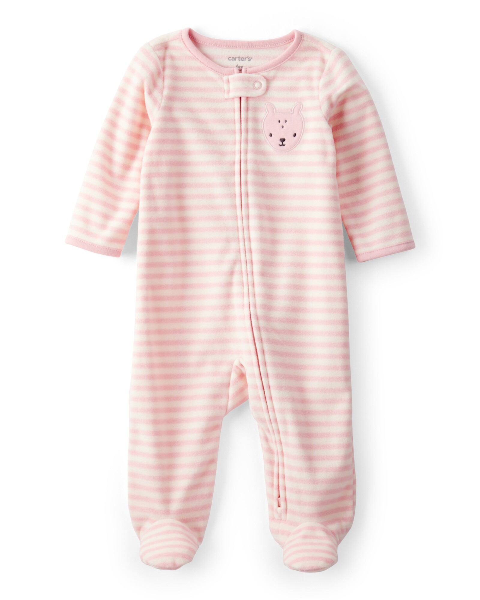 Pijama una pieza de micropolar, con pie, diseño a rayas Pijama una pieza de micropolar, con pie, diseño a rayas