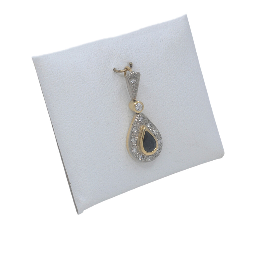 Colgante oro 18k 2 tonos zafiro y brillantes Colgante oro 18k 2 tonos zafiro y brillantes
