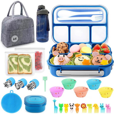 Set X27 Lunchera Térmica Tupper Vianda+ Botella+ Acc Azul