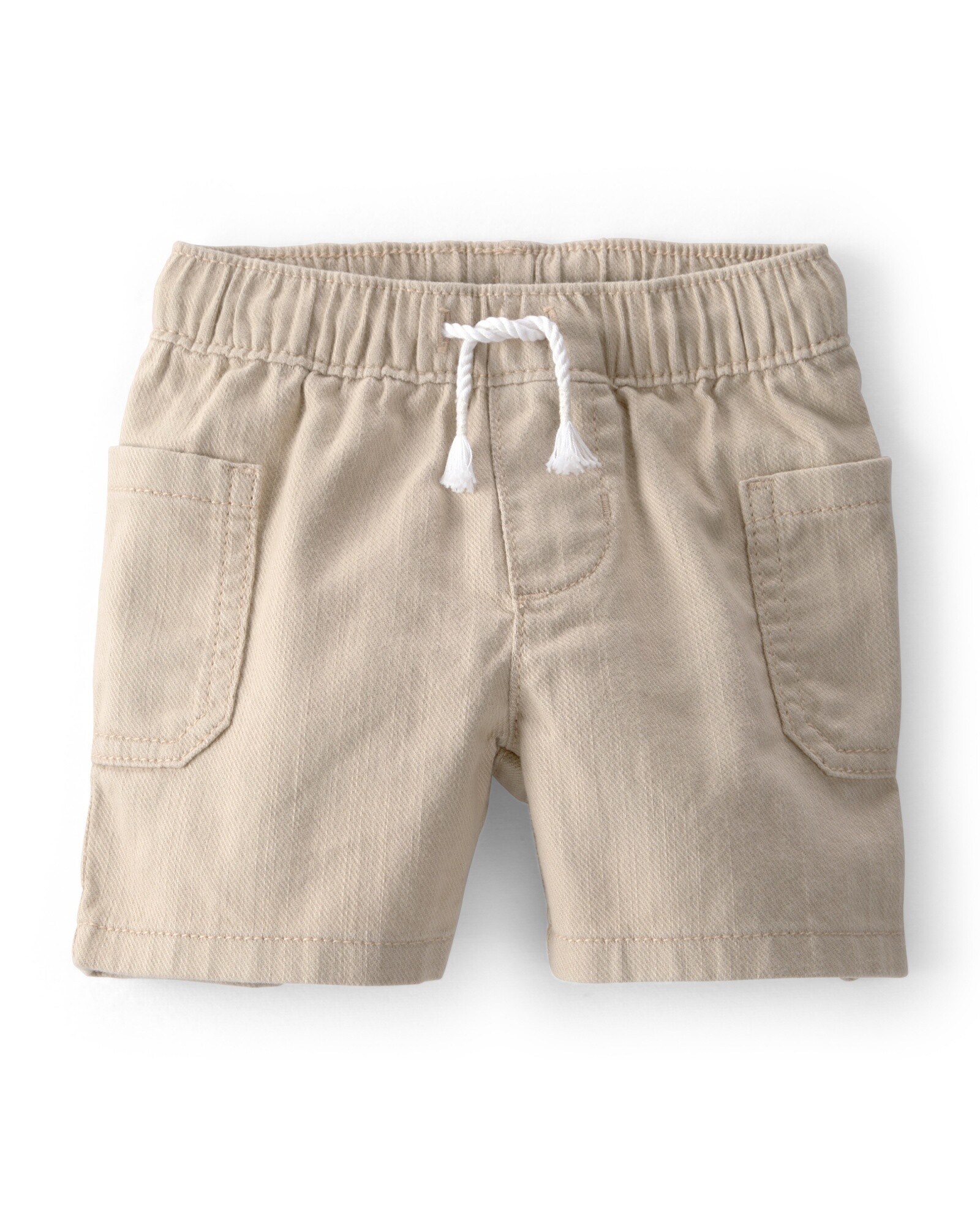 Short de sarga, beige, con cordón Sin color