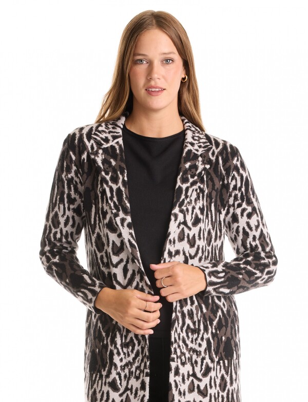 Chaqueta Tejida Larga NEGRO/GRIS