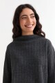 Sweater canalé con mangas oxford GRIS OSCURO