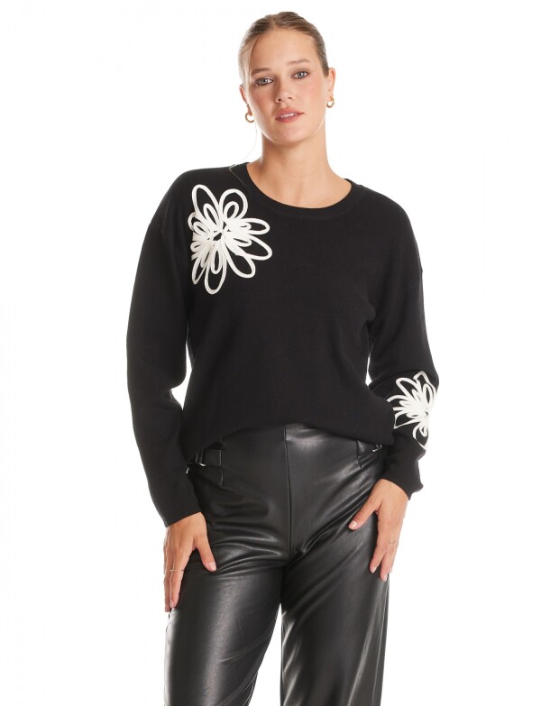 Buzo Flores NEGRO