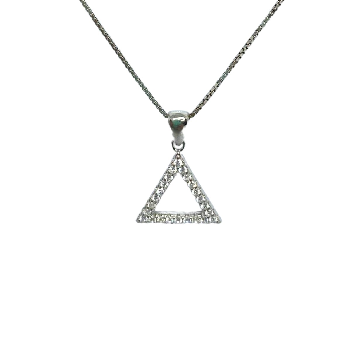 DIJE DE PLATA TRIANGULO CON CIRCONIAS 