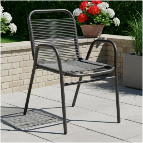 SILLA RATTAN SC-018R Silla De Jardín RUSTICO SC-018R Símil Rattan Estructura De Acero - Negro