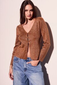 Cardigan Lurex Camel
