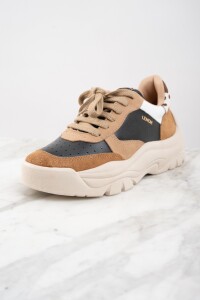 Zapatilla Cuero Combinada Negro