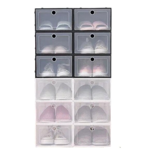 Caja Organizadora Zapatos Zapatera 12 Unidades Caja Apilable Color Variante Negro