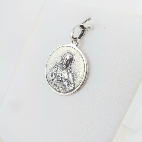 Medalla religiosa de plata 925, Sagrado Corazón de Jesús, diámetro 23mm. Medalla religiosa de plata 925, Sagrado Corazón de Jesús, diámetro 23mm.