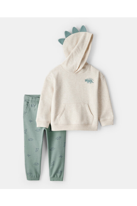 Set dos piezas de algodón, pantalón y canguro, diseño dinos Sin color