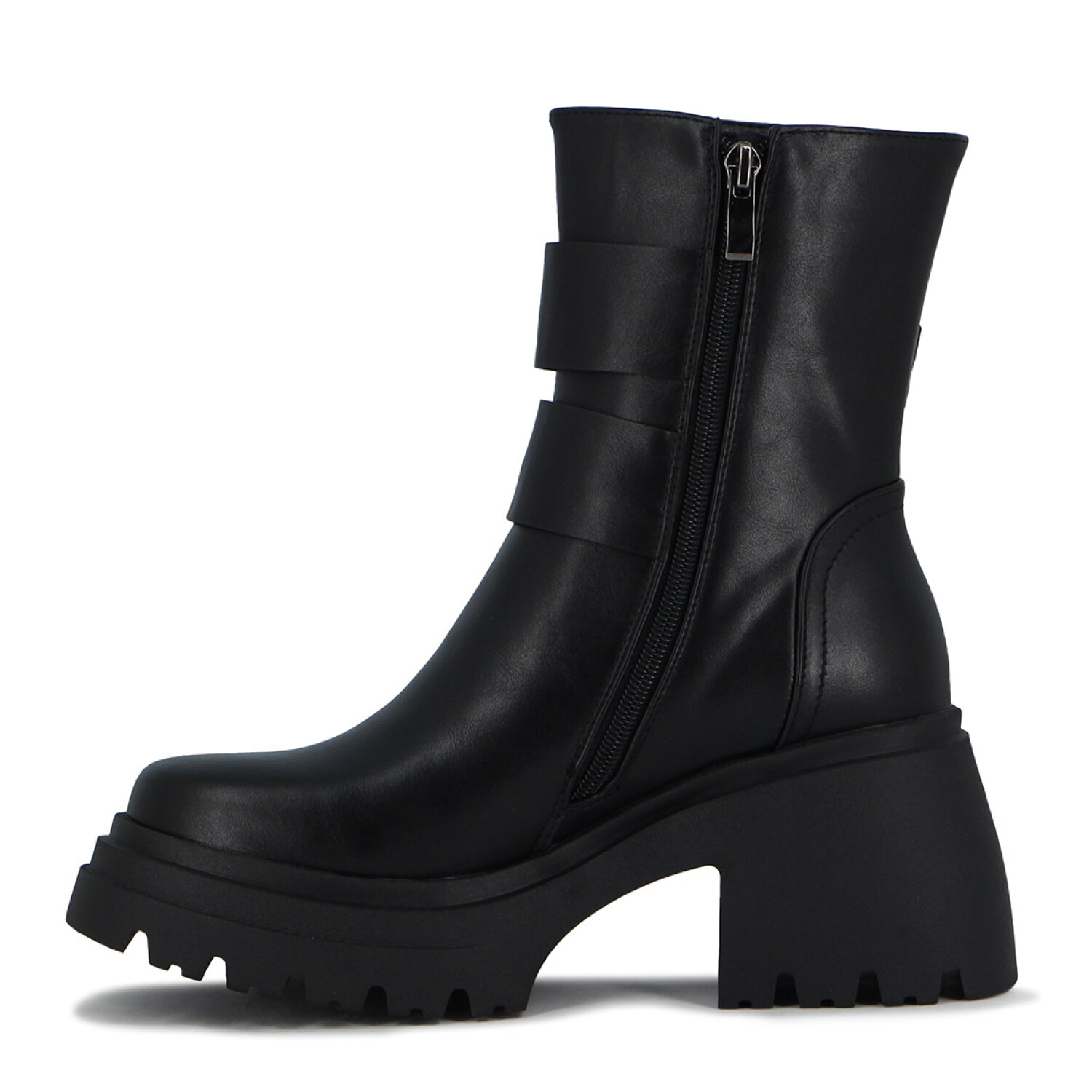 Botas Mujer Darkness Caña Media Con Hebillas - Negro — Macri