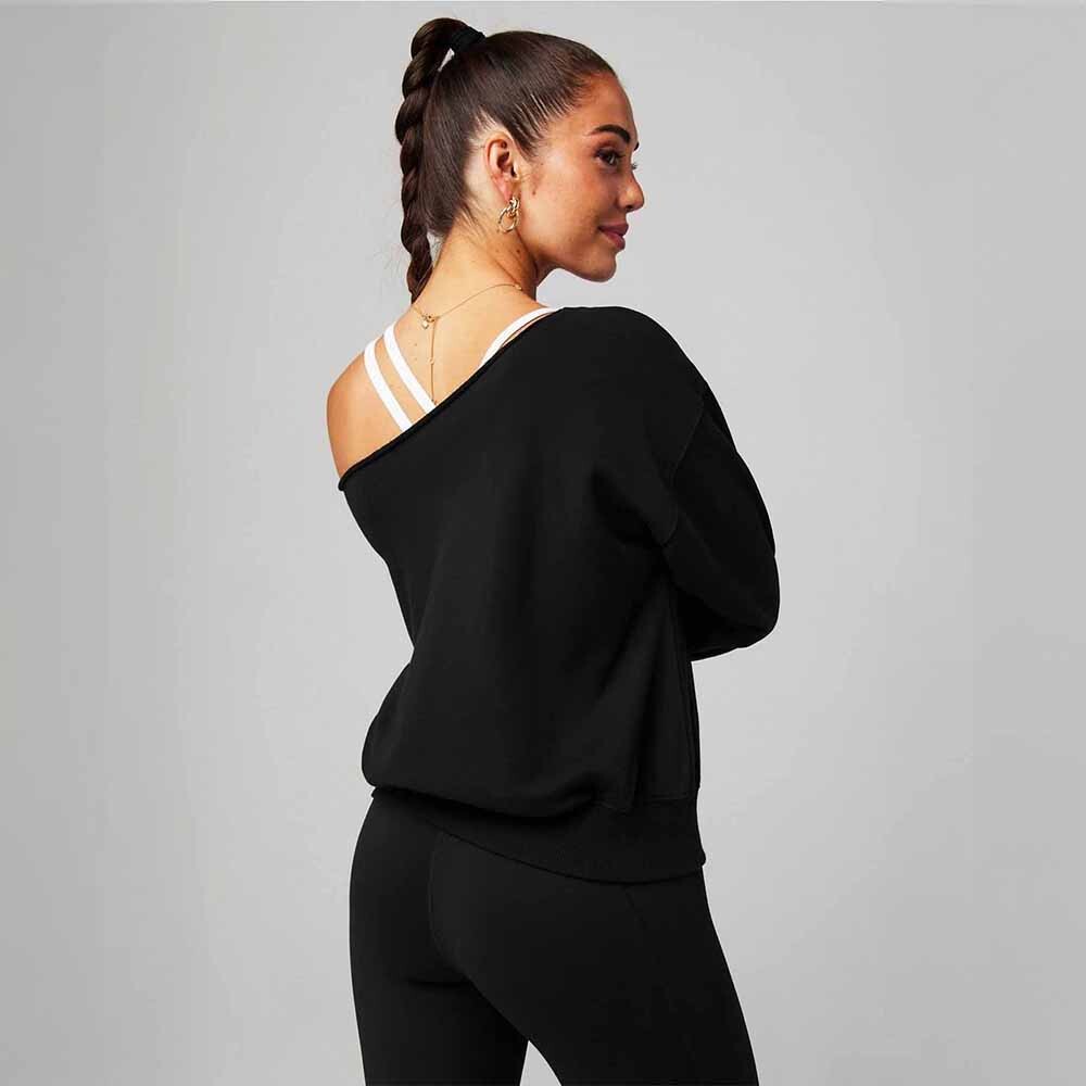 Polera Year Round Terry Off Shoulder Sweatshirt Mujer Black