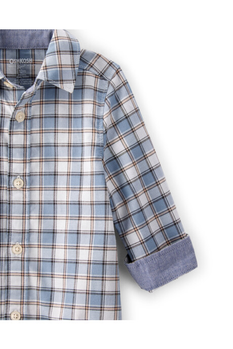 Body de algodón, tipo camisa, diseño a cuadros Sin color