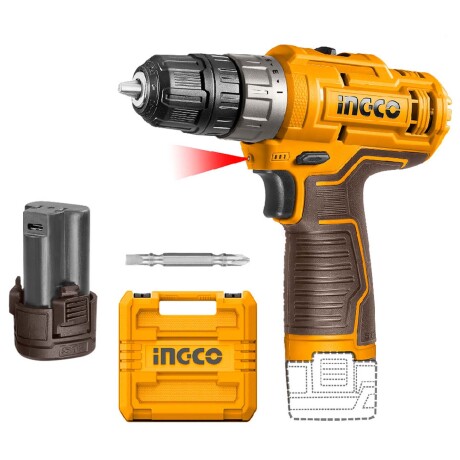 Atornillador 12V c/ 2 Baterías Broca Maletín Ingco CDLI12202 Amarillo