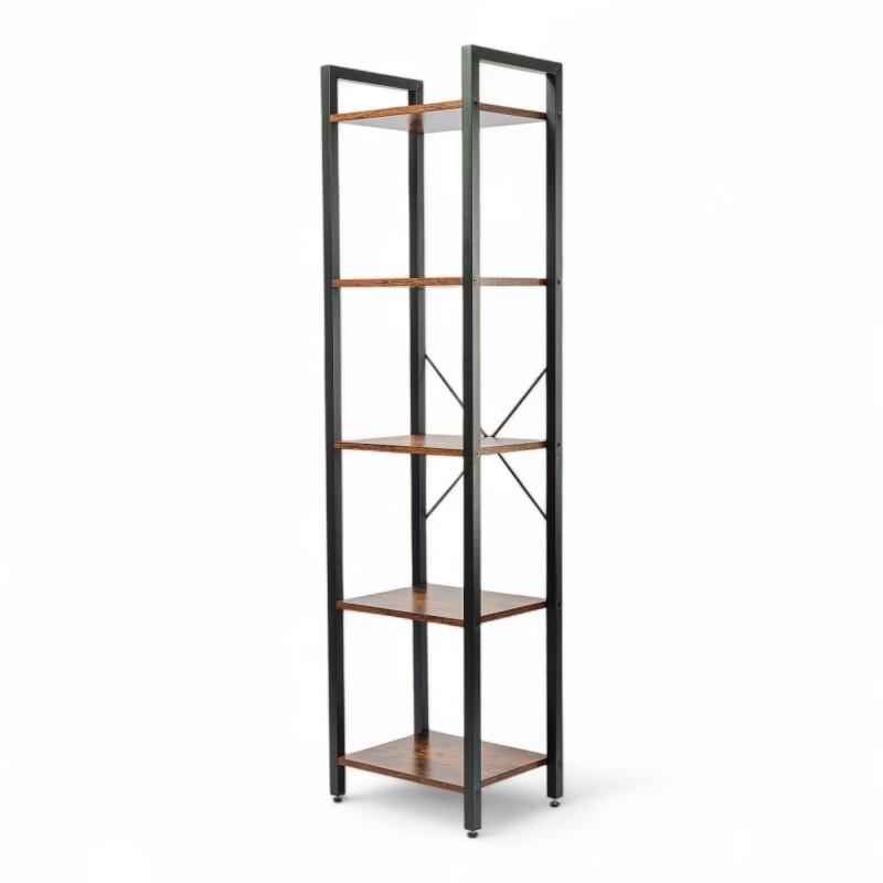 Estanteria biblioteca de hierro y MDF 5 niveles multiuso para el hogar Sin Color