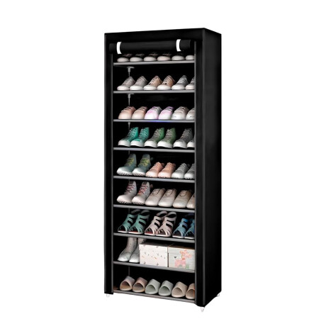 Zapatera Organizador 9 Niveles Acero Inox Cierre y Velcro Negro
