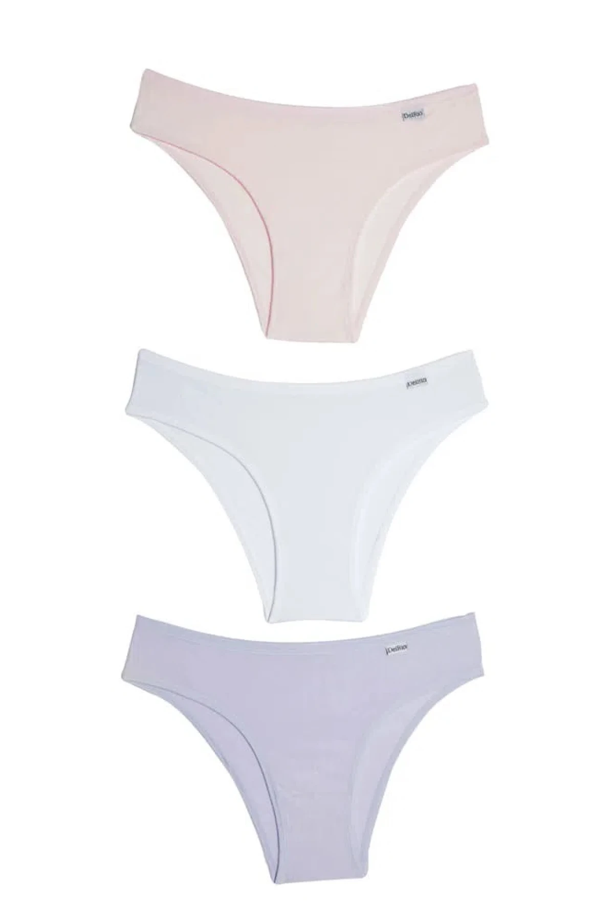 DEL RIO Pack trio bikini algodón Doce/Bco/Lila