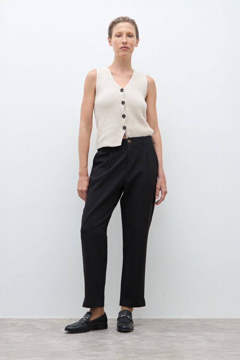 Chaleco tejido escote V beige melange