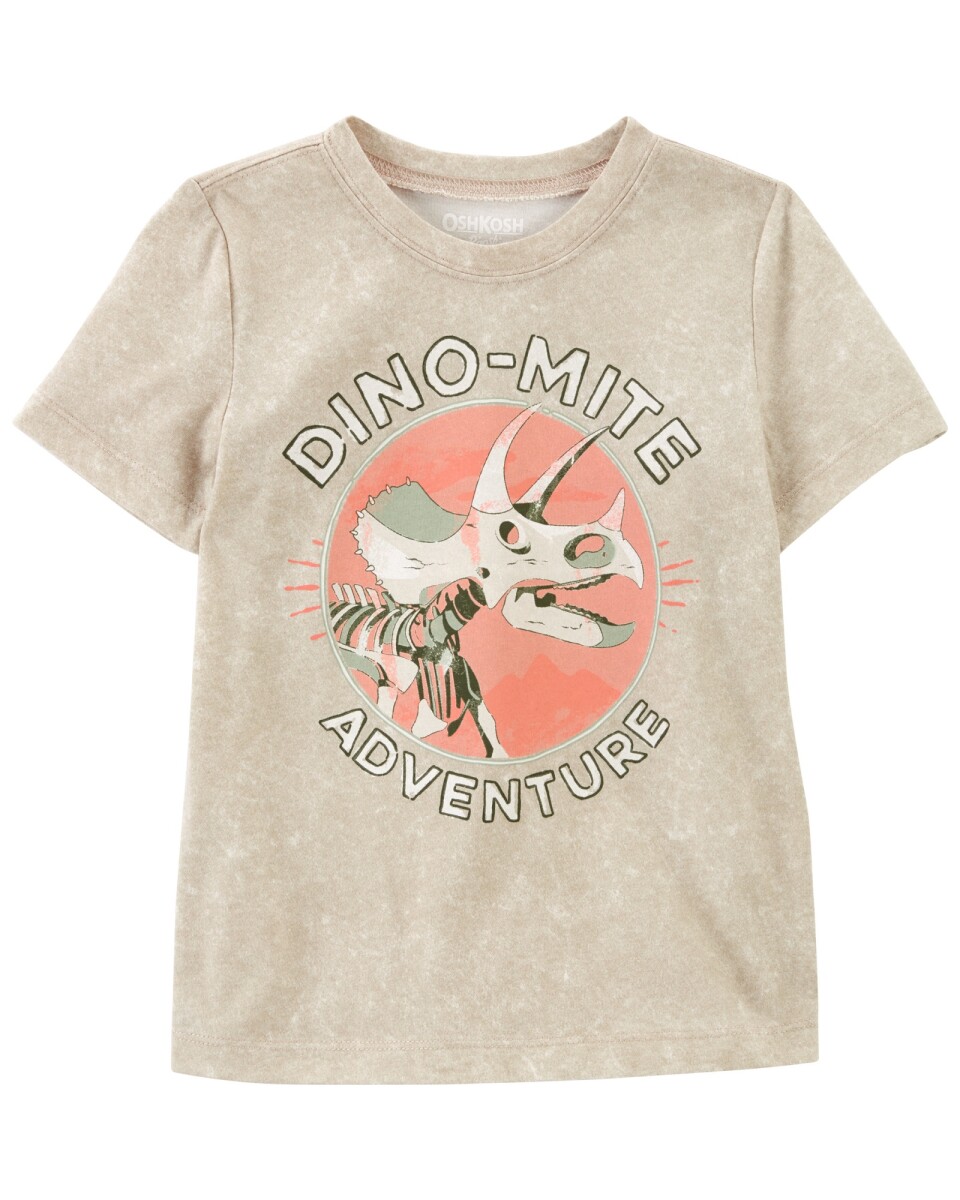 Remera de algodón, manga corta, estampa dinosaurio 