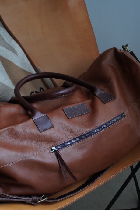 Weekender Bag Caramel Blue Zip