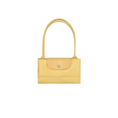 Longchamp -Cartera Longchamp plegable de nylon con cierre y asa corta, Le pliage green M Amarillo Pastel