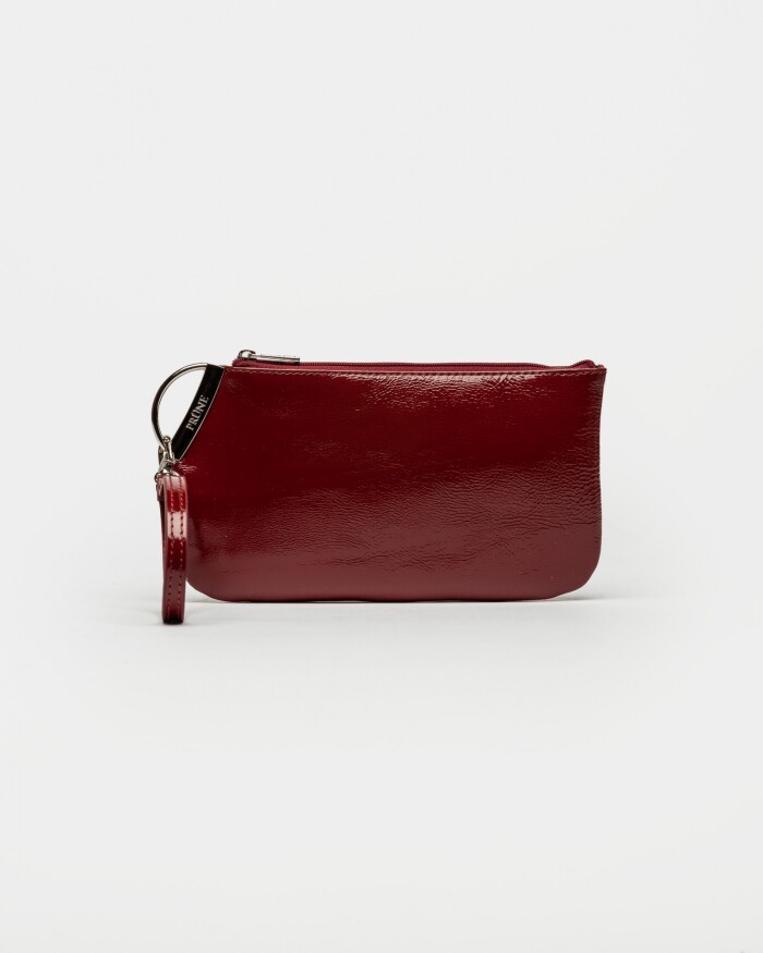 Porta Cosmeticos Katy En Cuero Charol Arrugado Berry