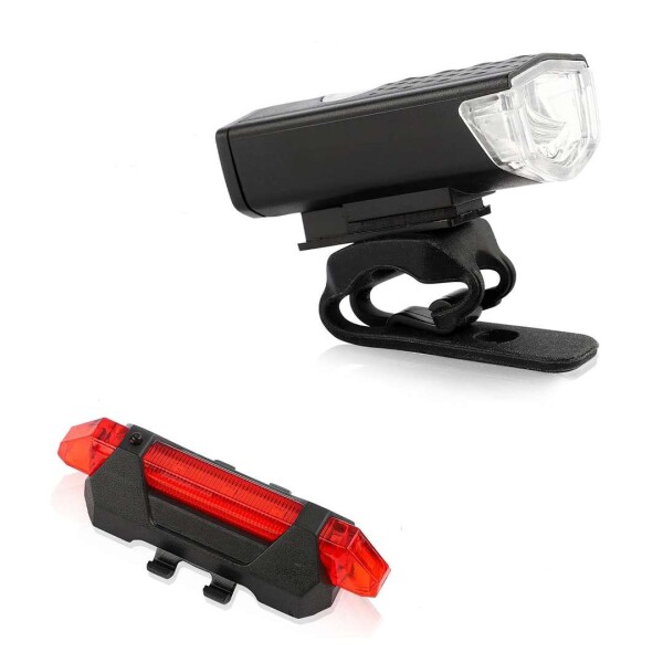 Kit Luces Led Delantera Y Trasera Bicicleta Recargable Usb Variante Color Negro