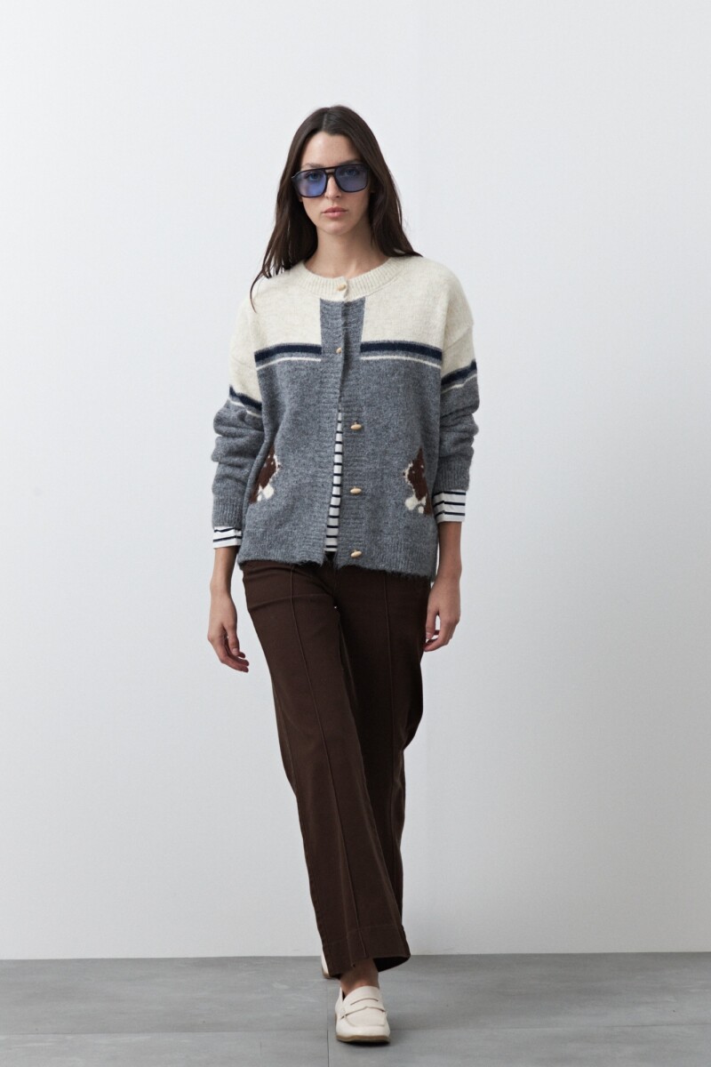 CARDIGAN RABBIT Gris Melange