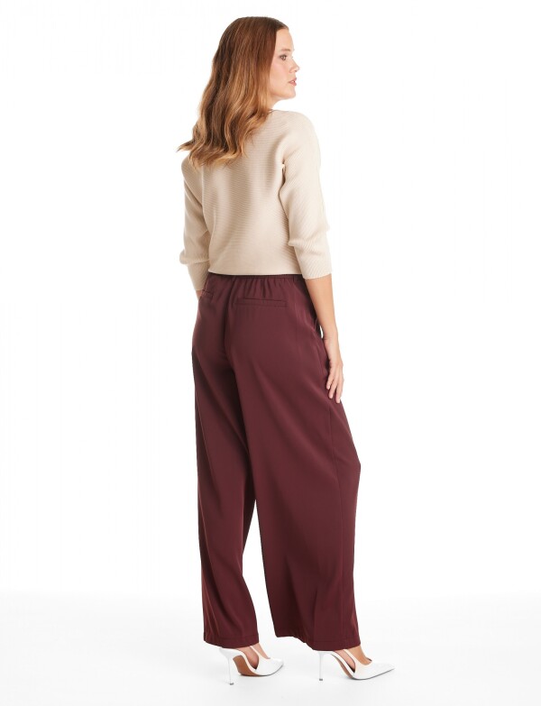 Palazzo Con Doble Botón & Cintura Elástica BORDEAUX
