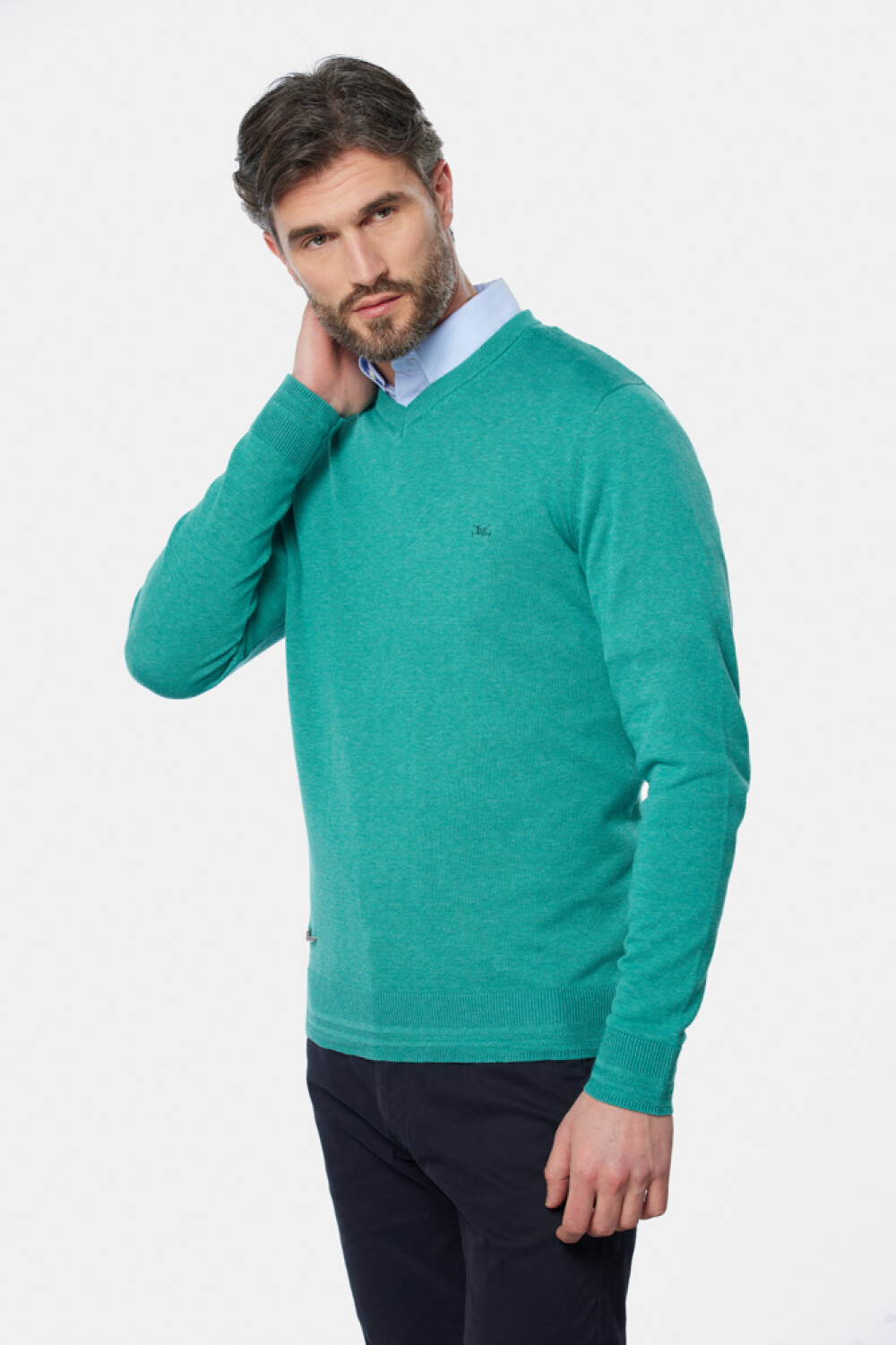 BUZO TEJIDO CUELLO V Verde
