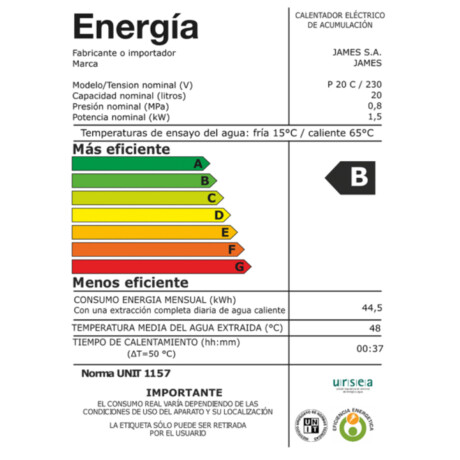 Termotanque JAMES 20 L Prisma Salida Superior Cobre