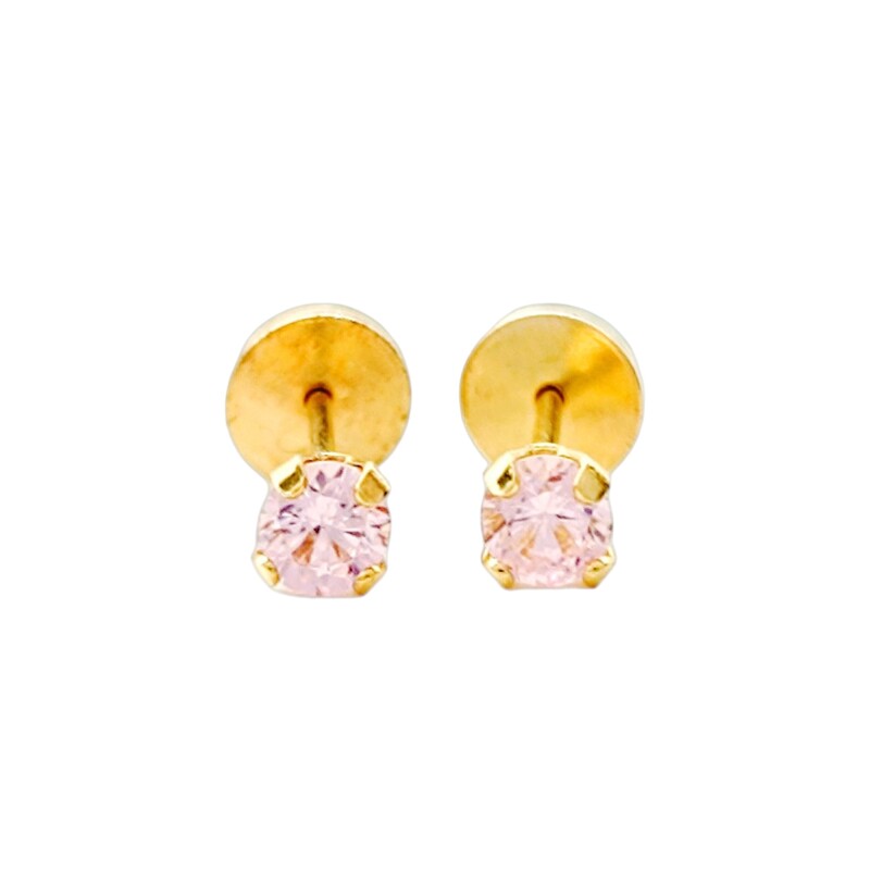 Abridores Zirconia -Oro Bajo- Zirconia rosa-AB8041 conpiedra