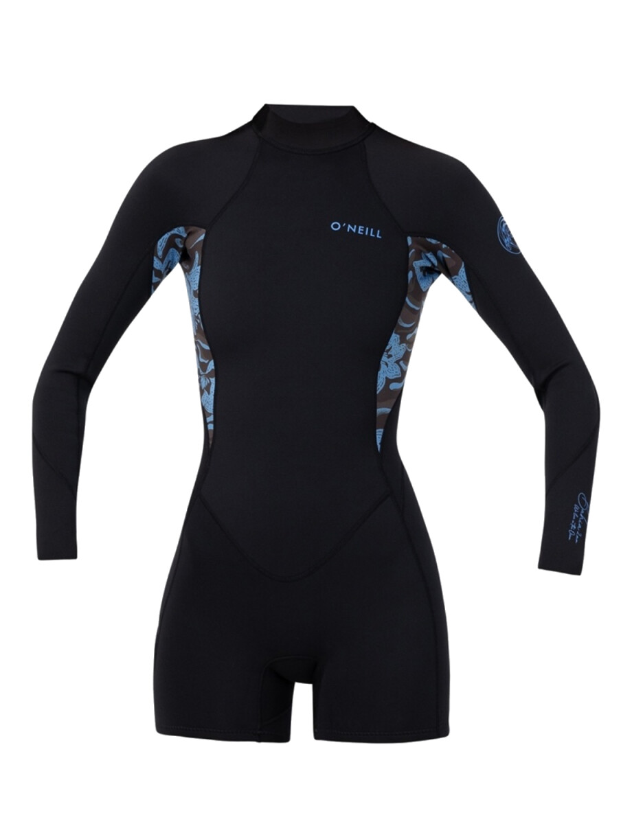 Bahia 2mm - Back Zip - LS Spring - Seawater Florar 